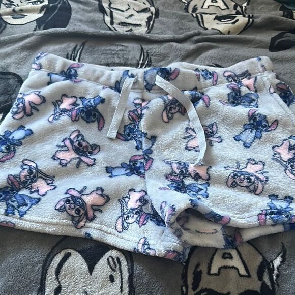 Disney Gray and Blue Pajama Shorts with Angel and Stitch Print - Picture 1 of 1
